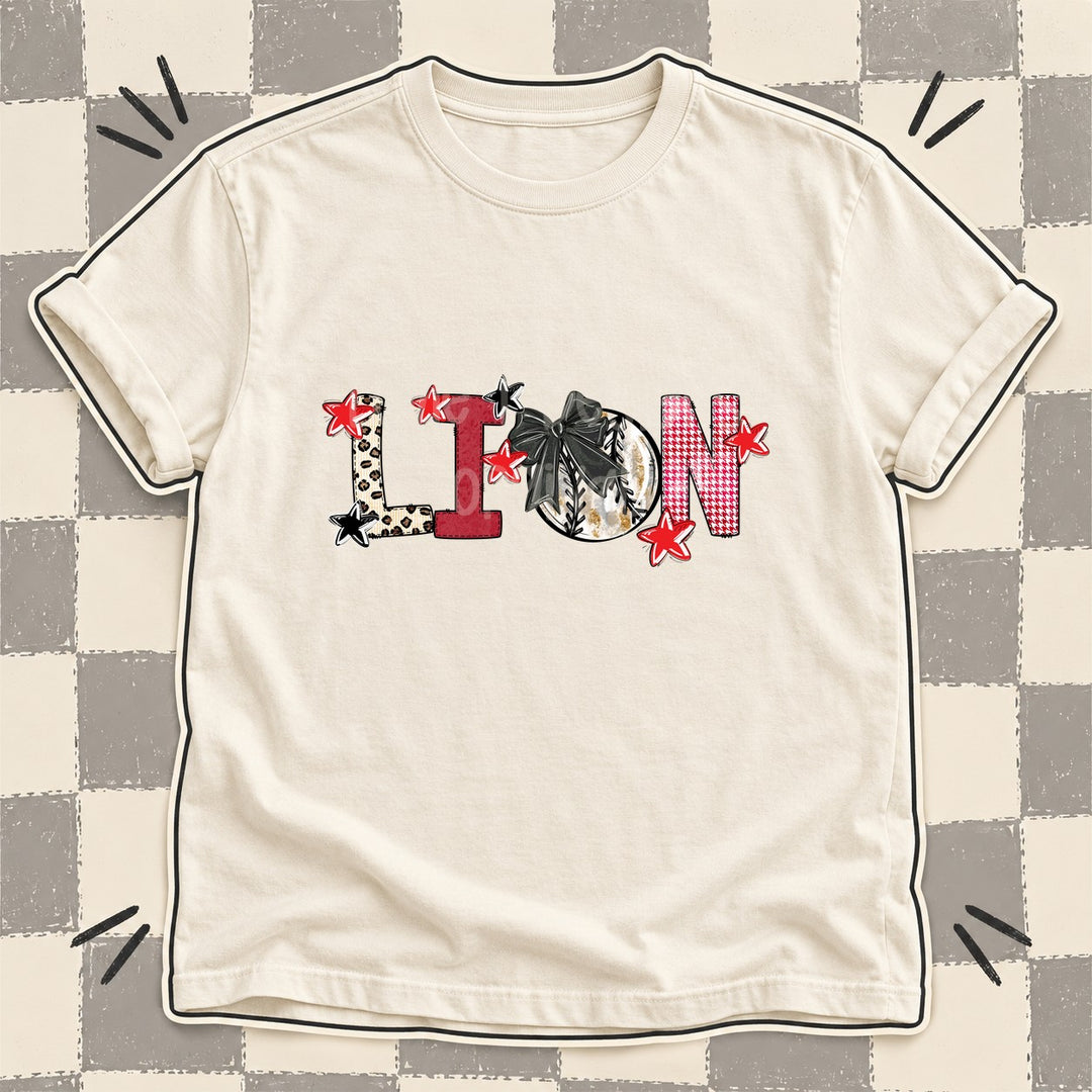 Lion Mixed Doodle Baseball Mascots – Stitched Ballpark DTF transfer mockup