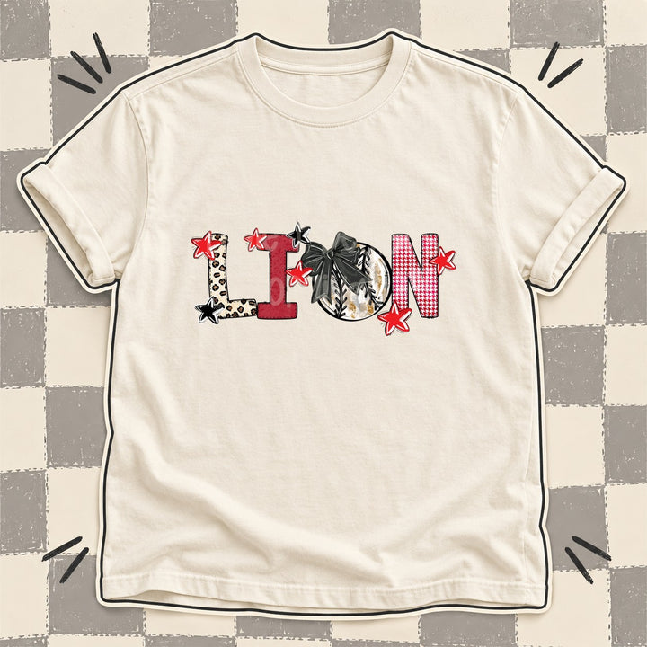Lion Mixed Doodle Baseball Mascots – Stitched Ballpark DTF transfer mockup