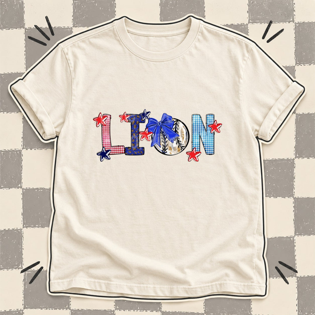 Lion Mixed Doodle Baseball Mascots – Red and Royal DTF transfer mockup