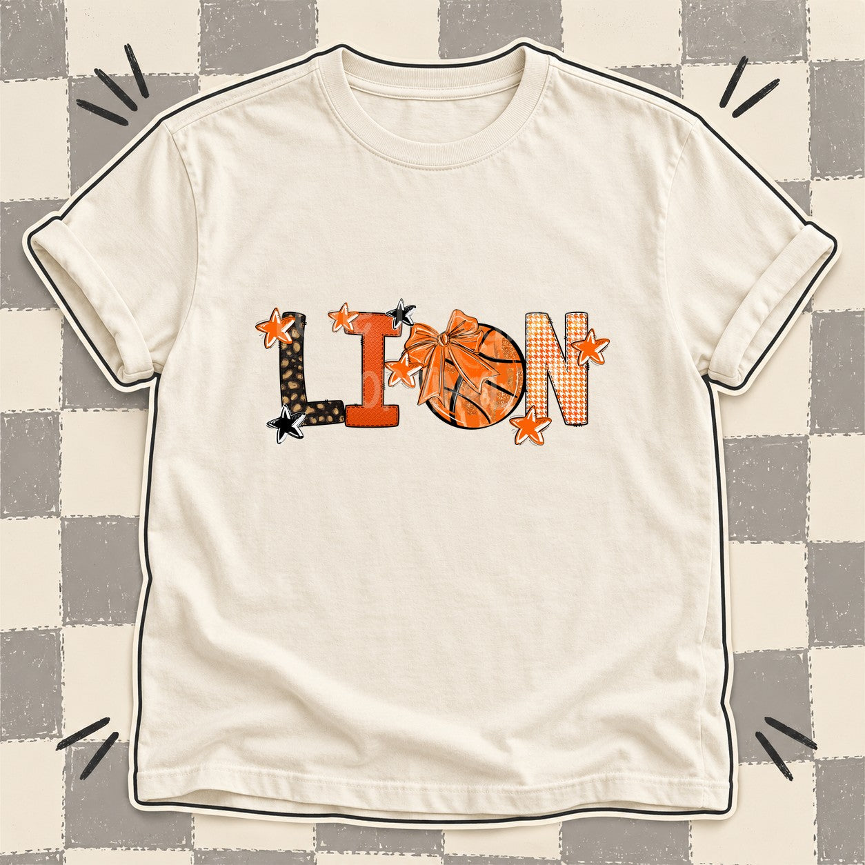 Mixed Doodle Basketball Mascots – Leopard Court Lion design