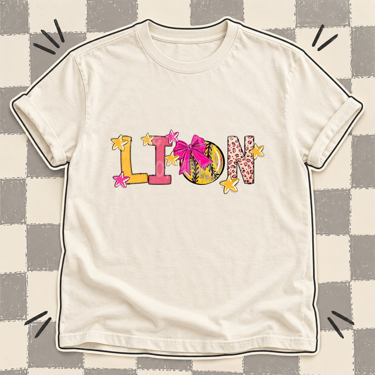Mixed Doodle Softball Mascots – Stitched Softball Lion design