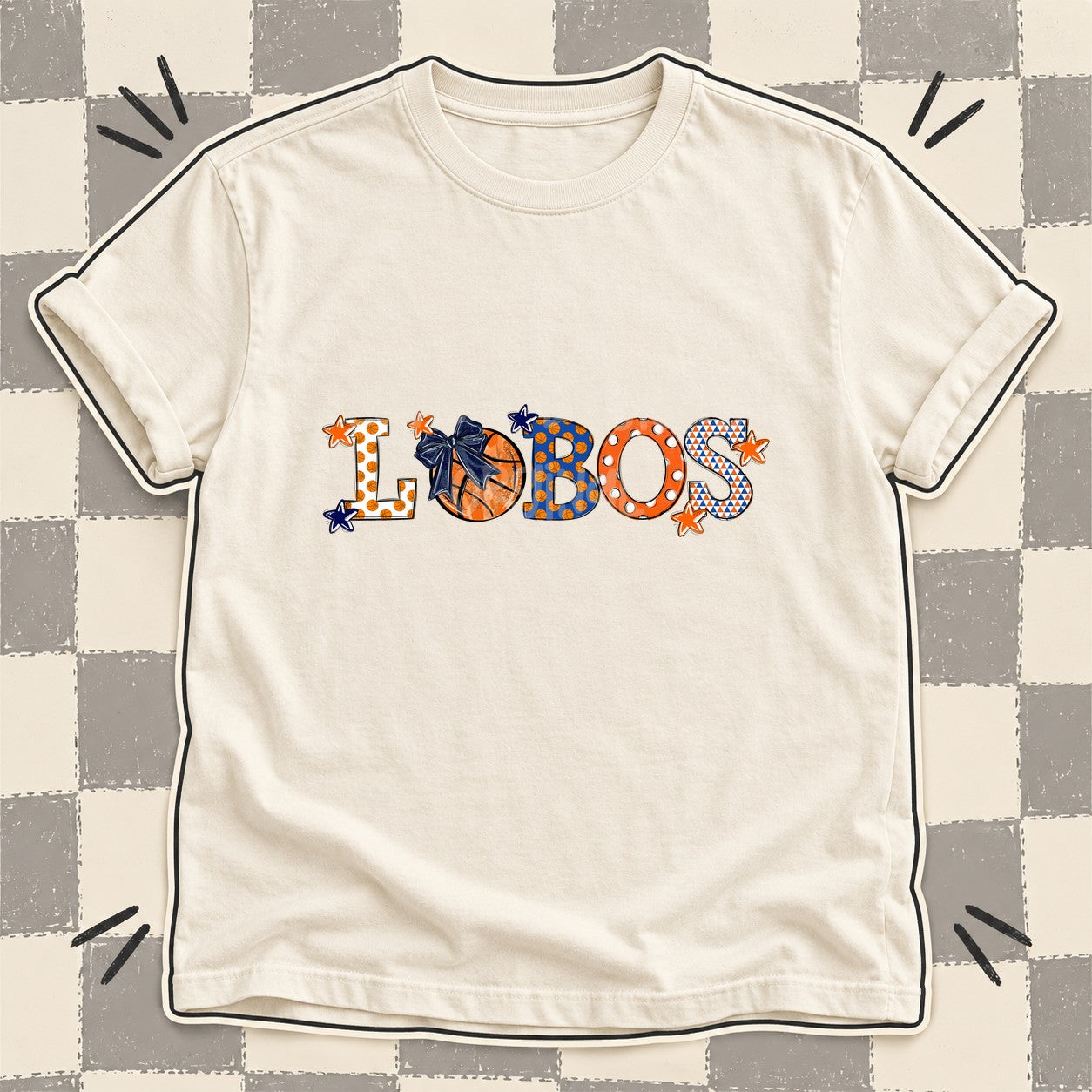 Mixed Doodle Basketball Mascots – Court Classic Lobos design