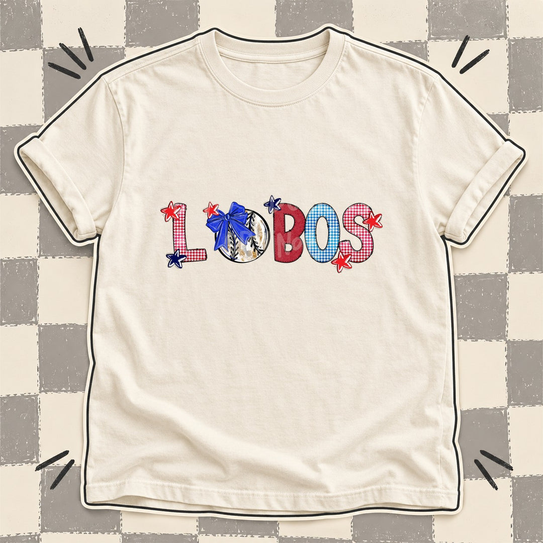 Lobos Mixed Doodle Baseball Mascots – Red and Royal DTF transfer mockup