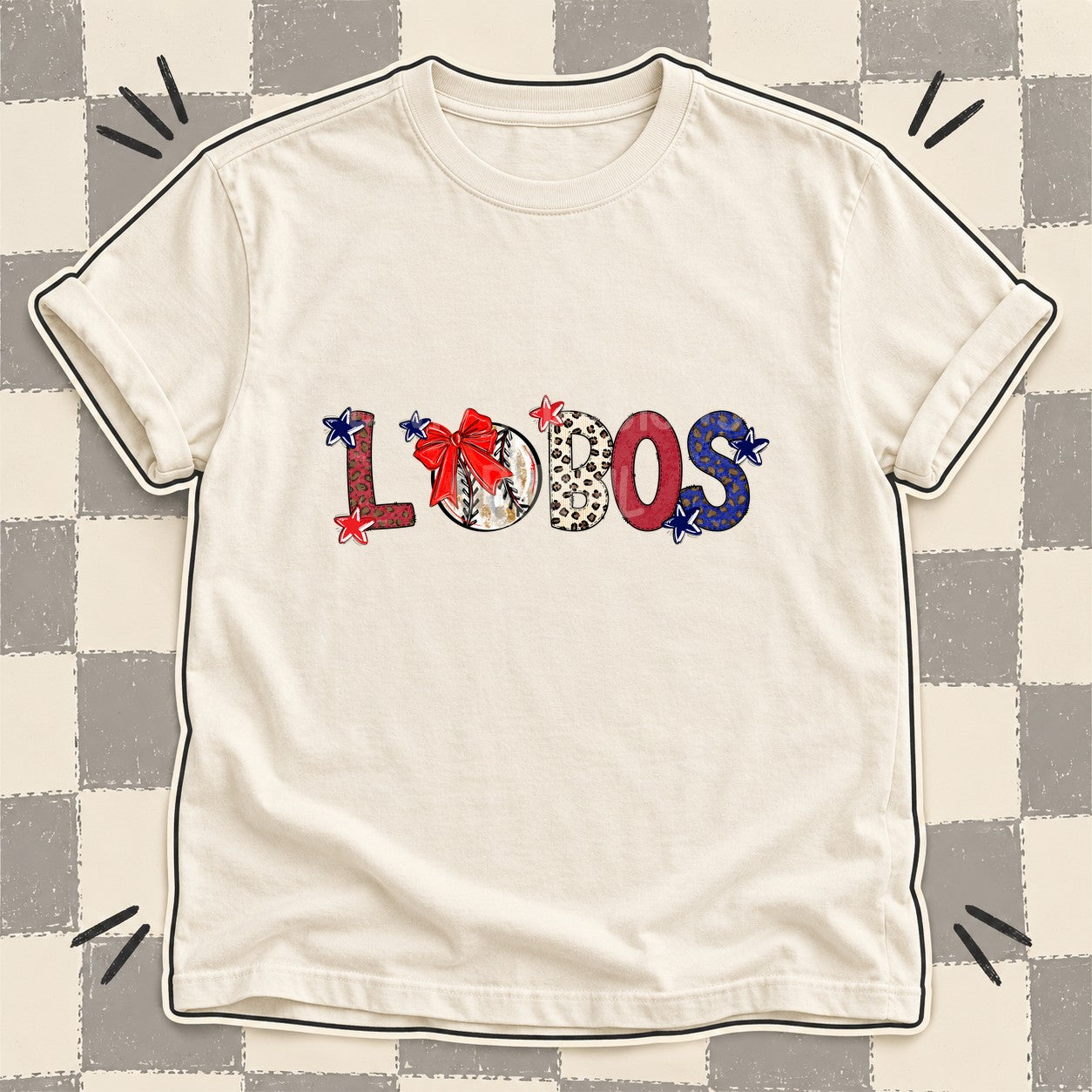 Mixed Doodle Baseball Mascots – Leopard Red Navy Lobos design