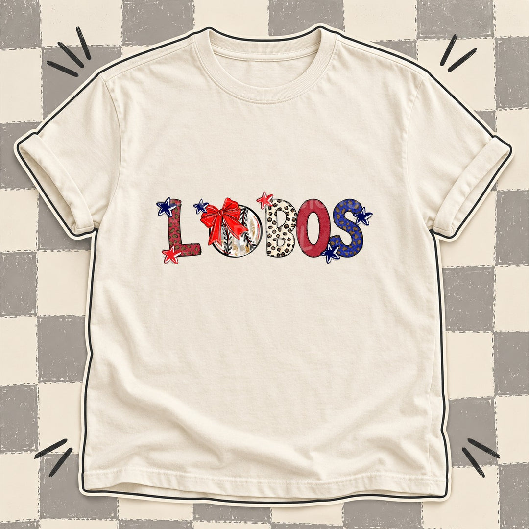 Lobos Mixed Doodle Baseball Mascots – Leopard Red Navy DTF transfer mockup