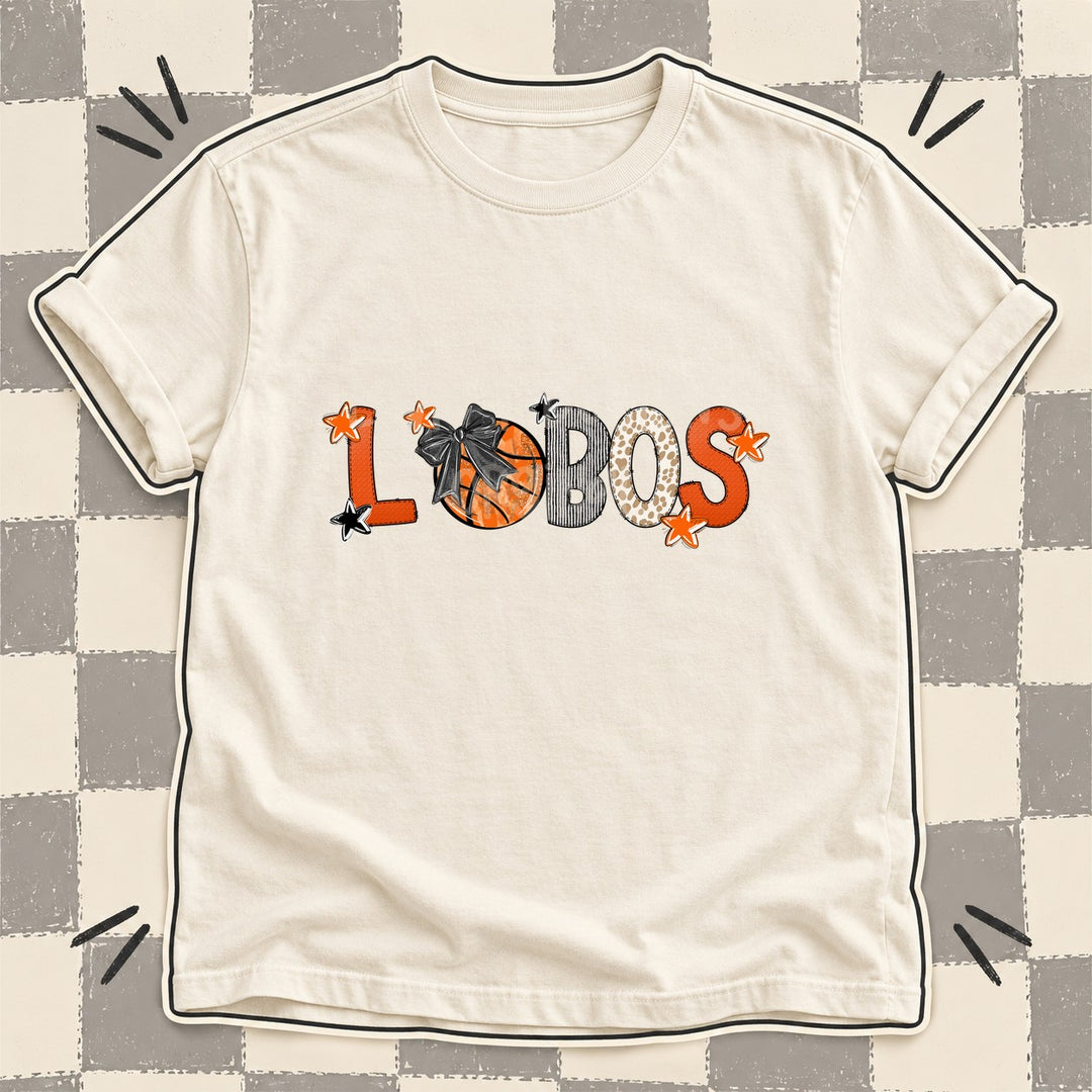 Lobos Mixed Doodle Basketball Mascots – Hoops Houndstooth DTF transfer mockup