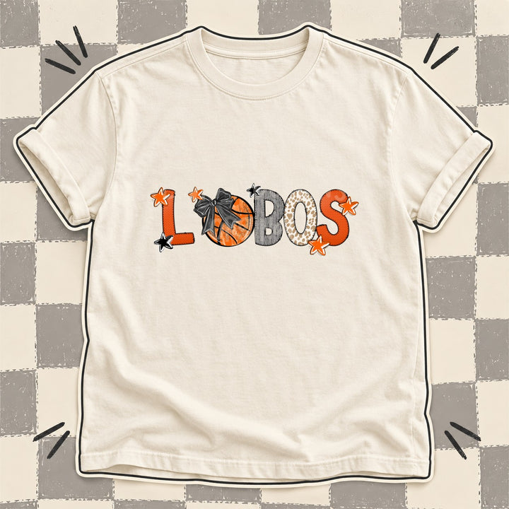 Lobos Mixed Doodle Basketball Mascots – Hoops Houndstooth DTF transfer mockup