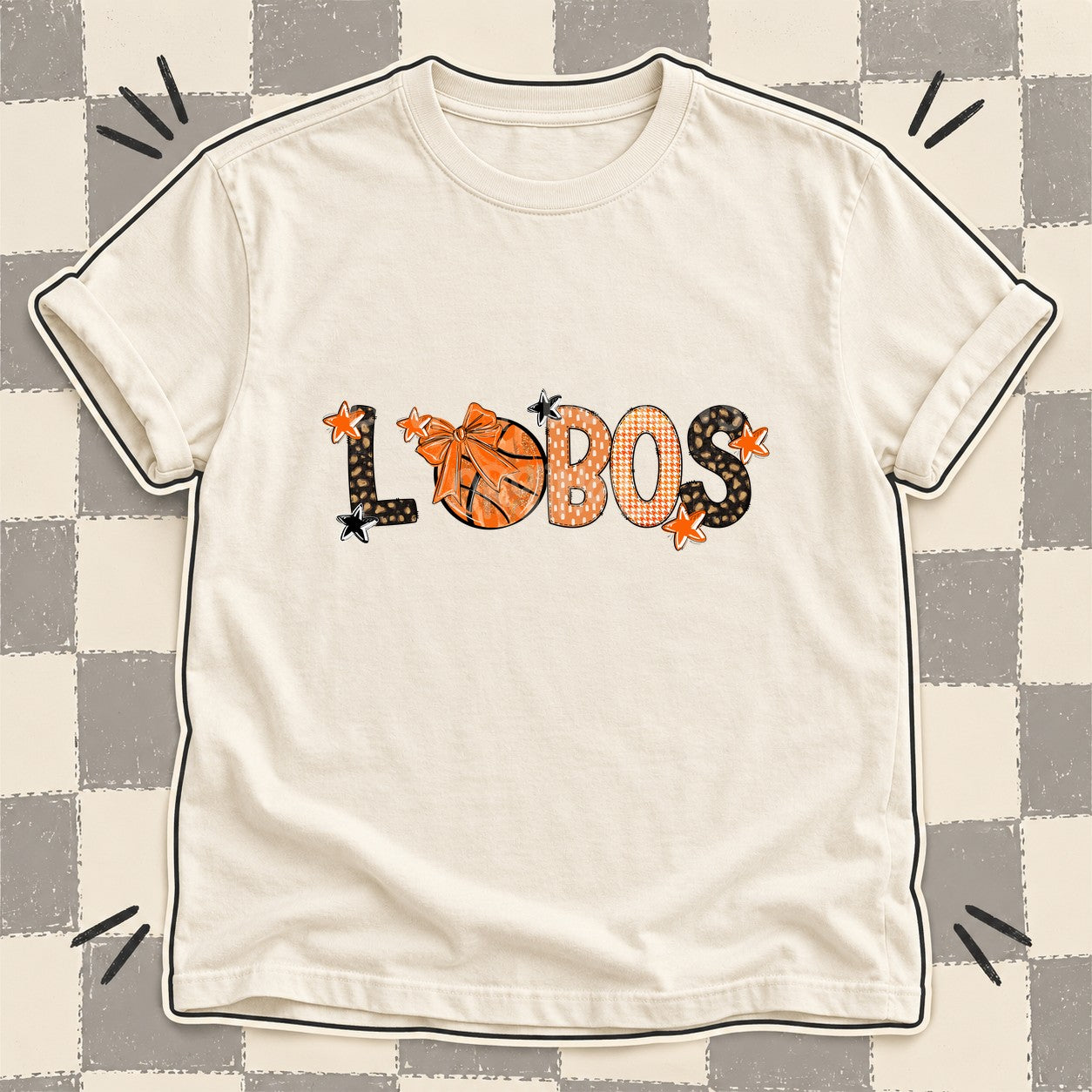 Mixed Doodle Basketball Mascots – Leopard Court Lobos design