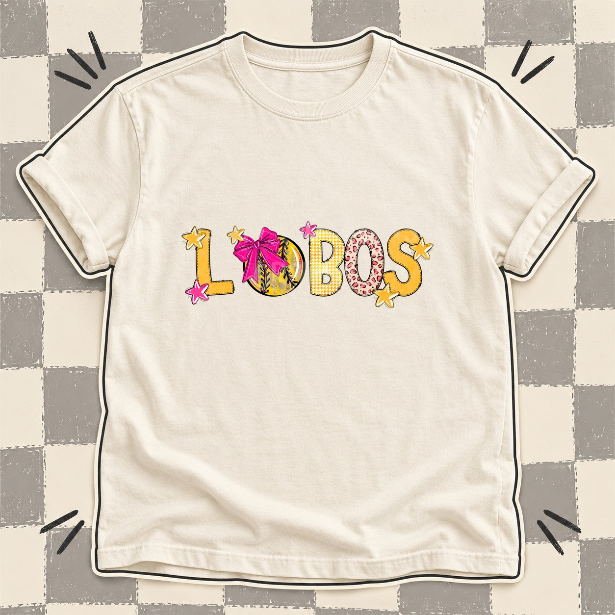 Mixed Doodle Softball Mascots – Stitched Softball Lobos design