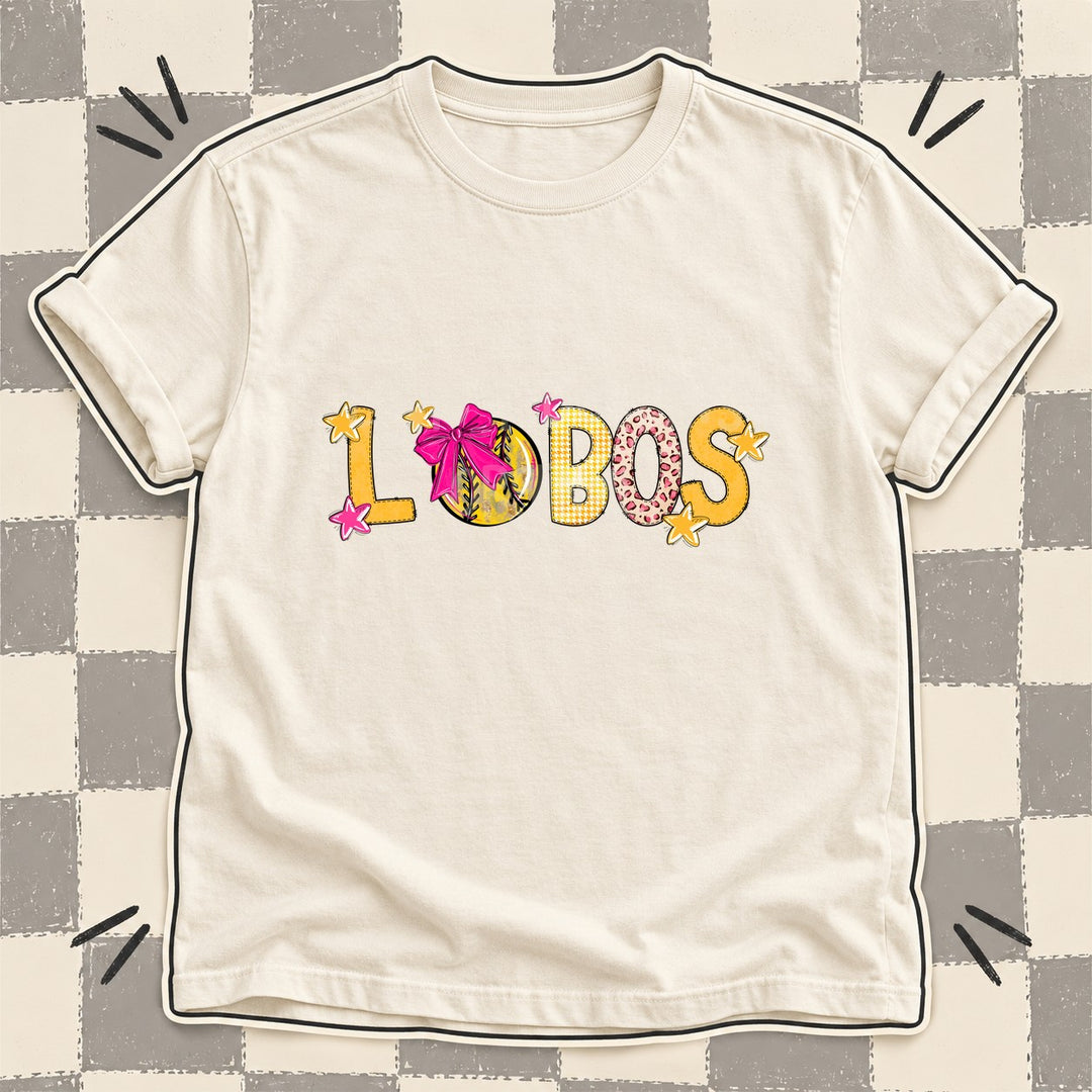 Lobos Mixed Doodle Softball Mascots – Stitched Softball DTF transfer mockup