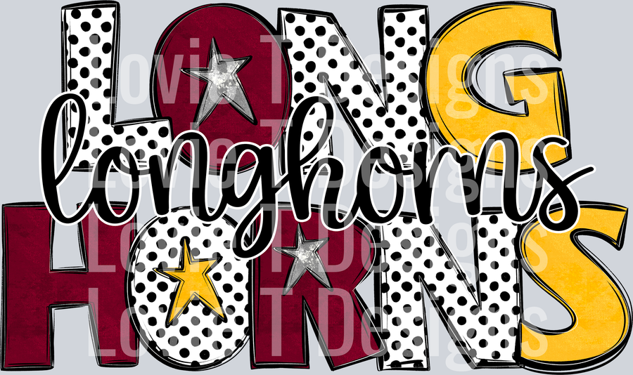 LONGHORNS MAROON AND YELLOW GOLD STARRY