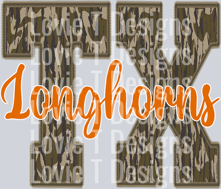 Longhorns Woodland Camo Initials