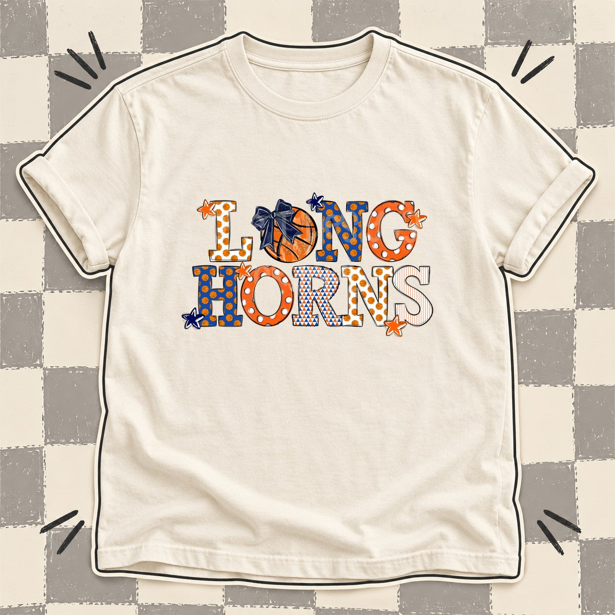 Mixed Doodle Basketball Mascots – Court Classic Longhorns design