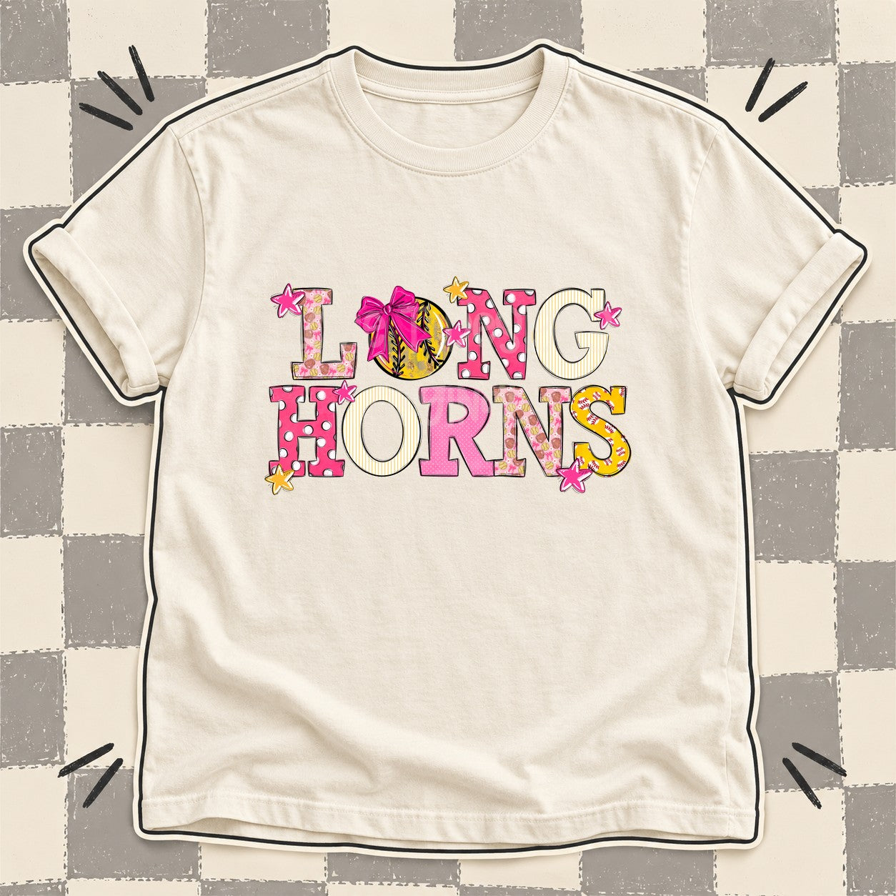 Mixed Doodle Softball Mascots – Sweet Softball Longhorns design