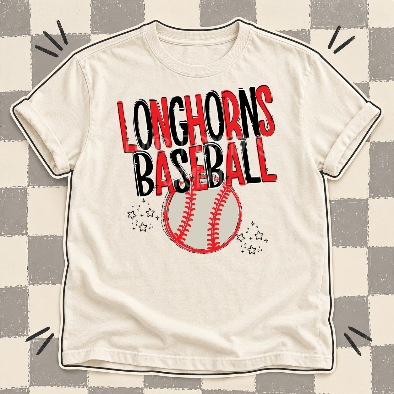 Team Go Baseball Mascots Longhorns Red Black design