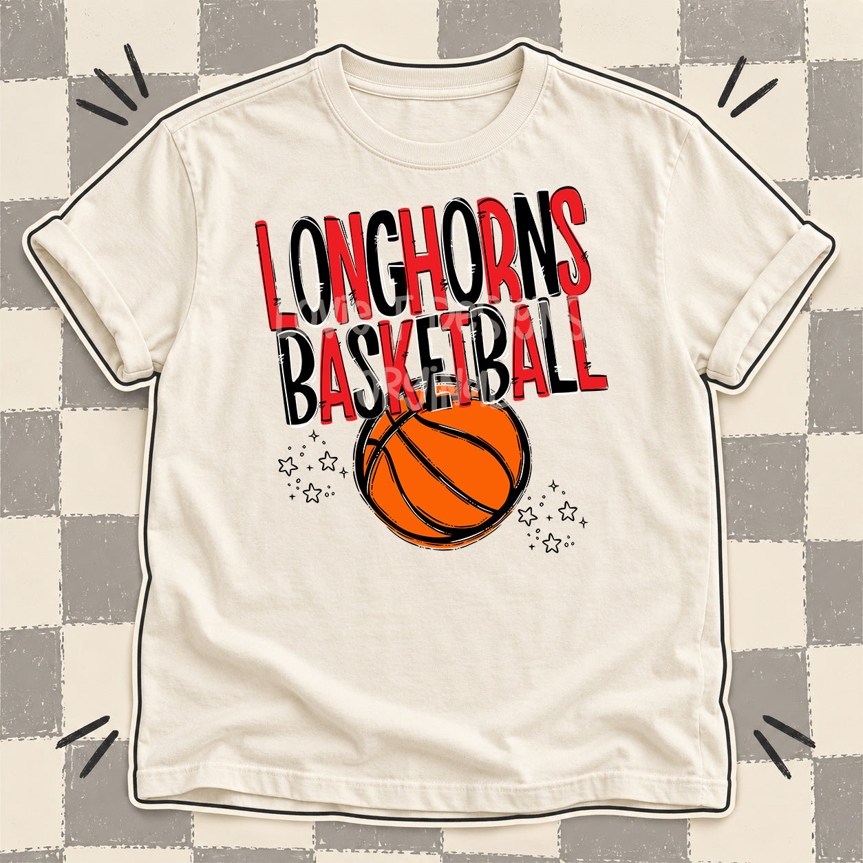 Team Go Basketball Mascots Longhorns Red Black design