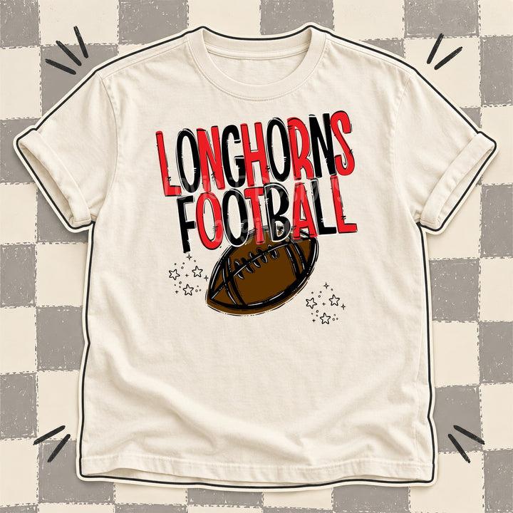 Longhorns Red Black Team Go Football Mascots DTF transfer mockup