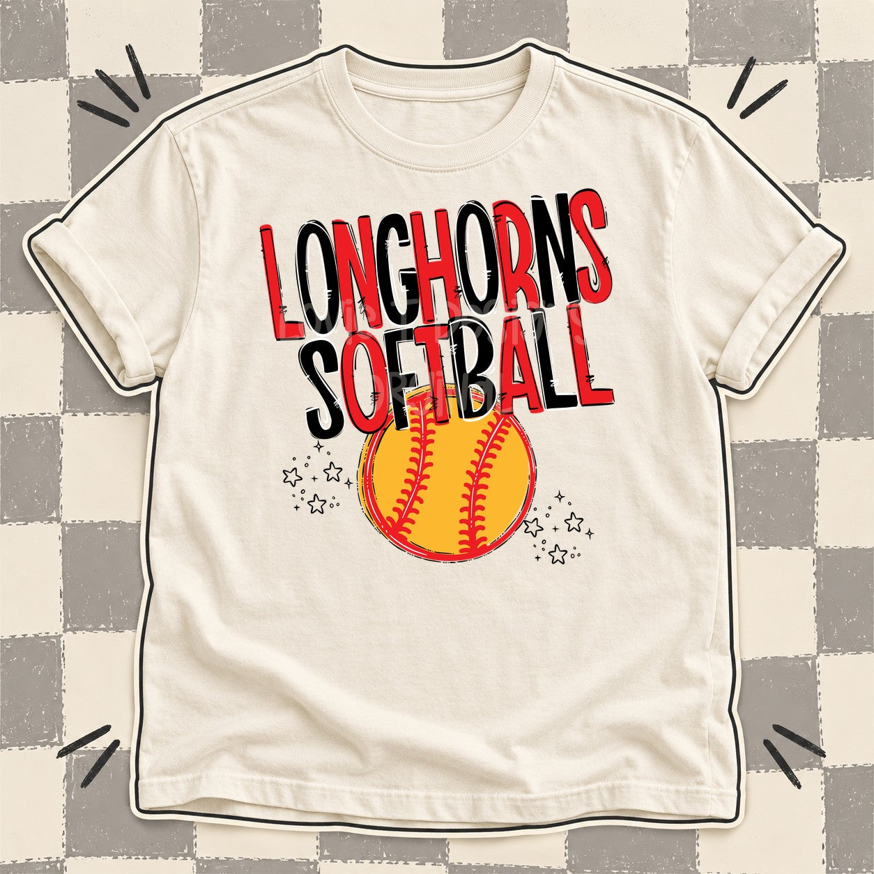 Team Go Softball Mascots Longhorns Red Black design