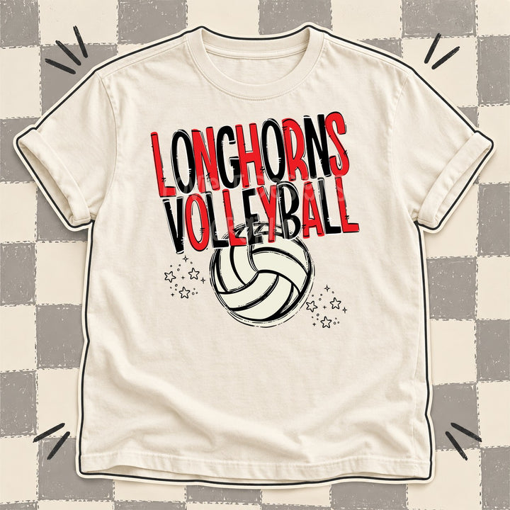 Longhorns Red Black Team Go Volleyball Mascots DTF transfer mockup