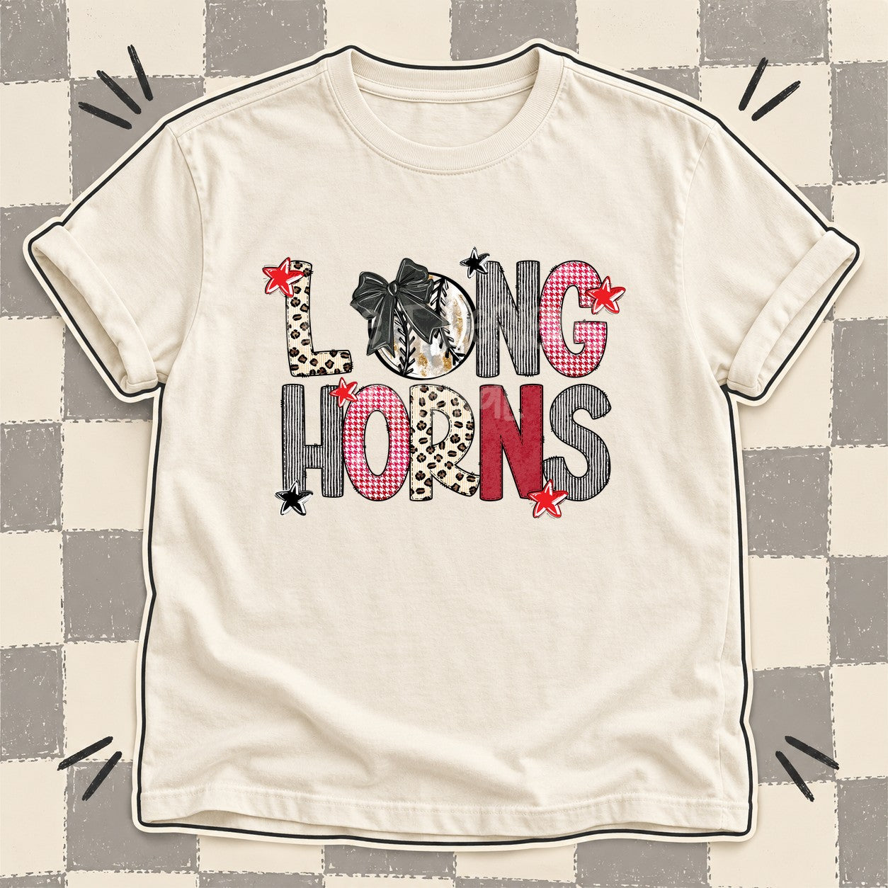 Mixed Doodle Baseball Mascots – Stitched Ballpark Longhorns design