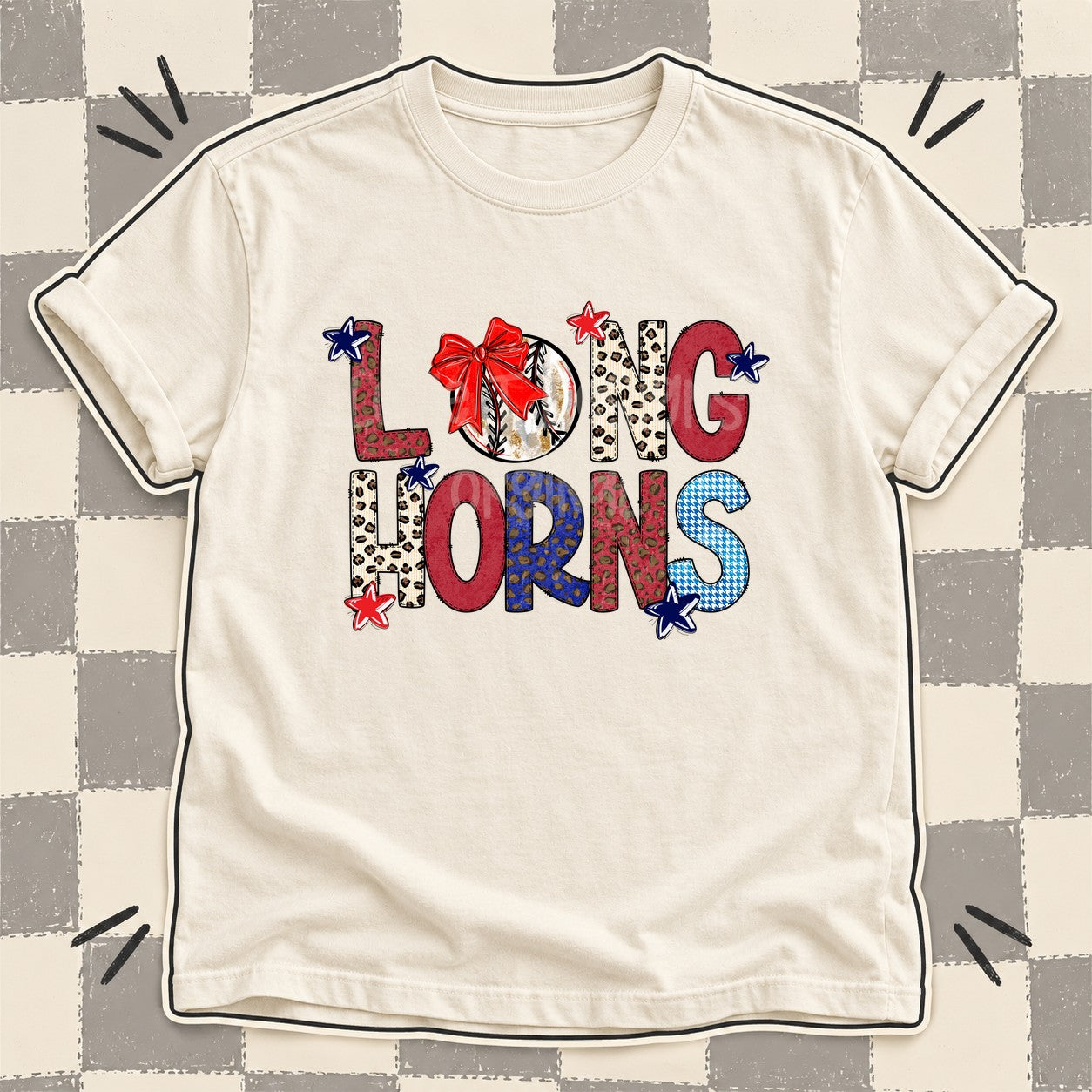 Mixed Doodle Baseball Mascots – Leopard Red Navy Longhorns design