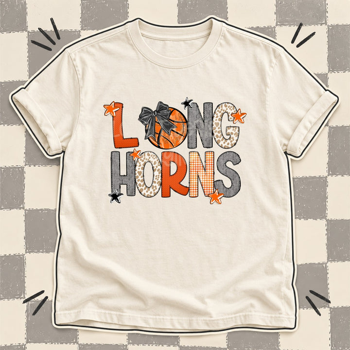 Longhorns Mixed Doodle Basketball Mascots – Hoops Houndstooth DTF transfer mockup