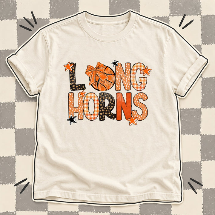 Longhorns Mixed Doodle Basketball Mascots – Leopard Court DTF transfer mockup