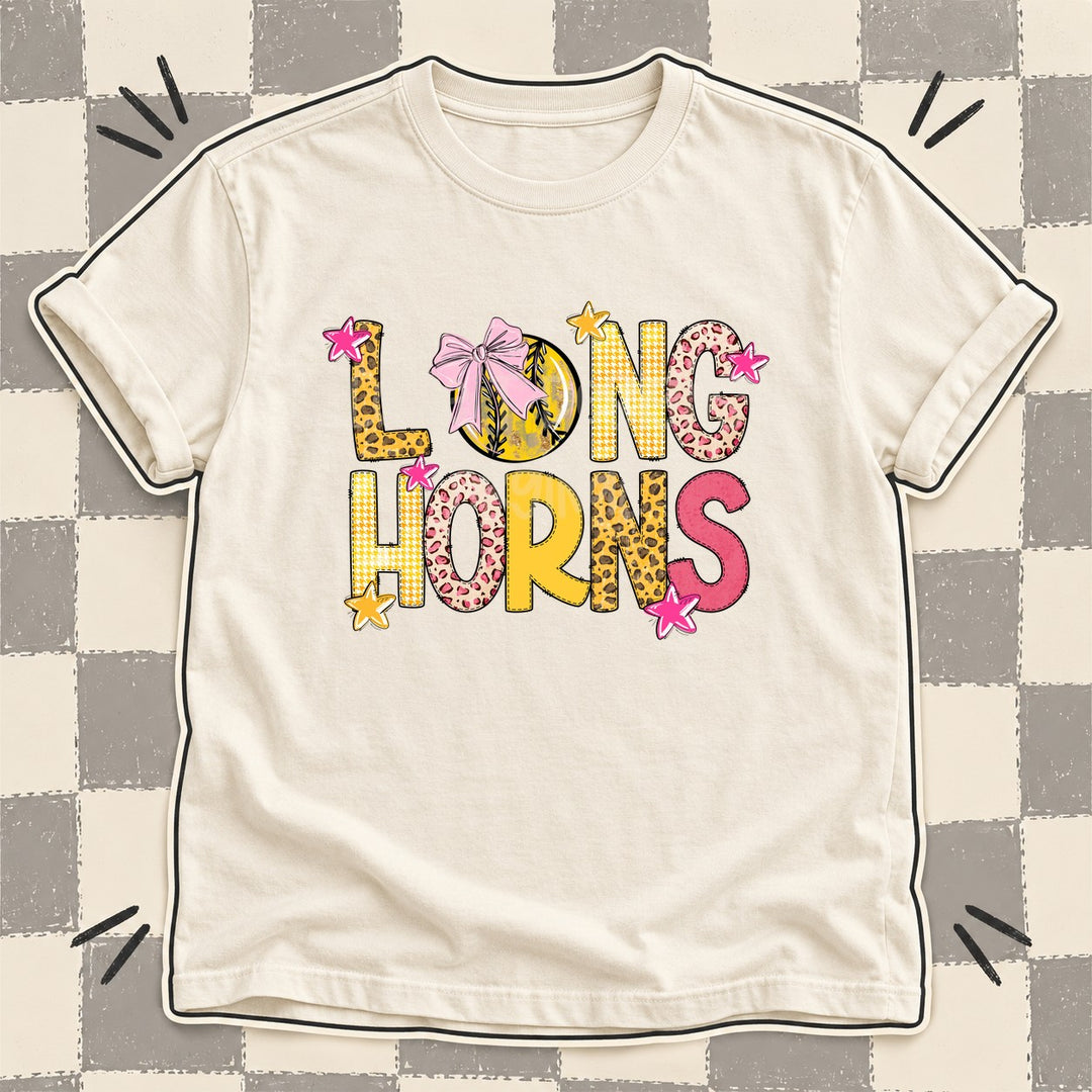 Longhorns Mixed Doodle Softball Mascots – Sunshine Leopard DTF transfer mockup