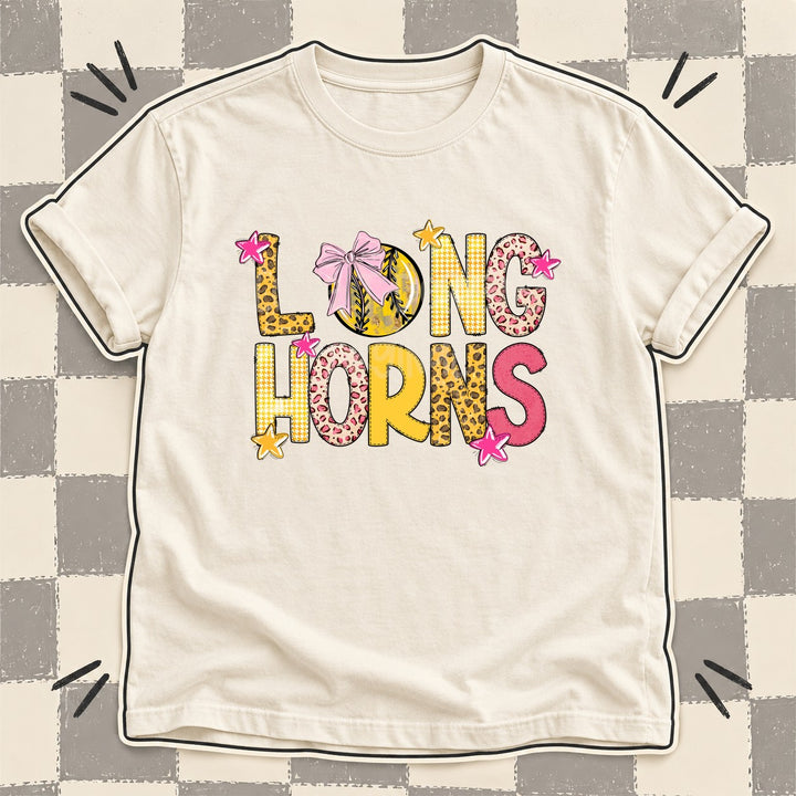 Longhorns Mixed Doodle Softball Mascots – Sunshine Leopard DTF transfer mockup