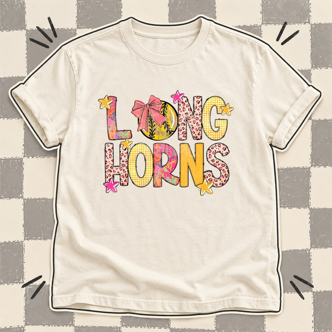 Longhorns Mixed Doodle Softball Mascots – Softball Brights DTF transfer mockup