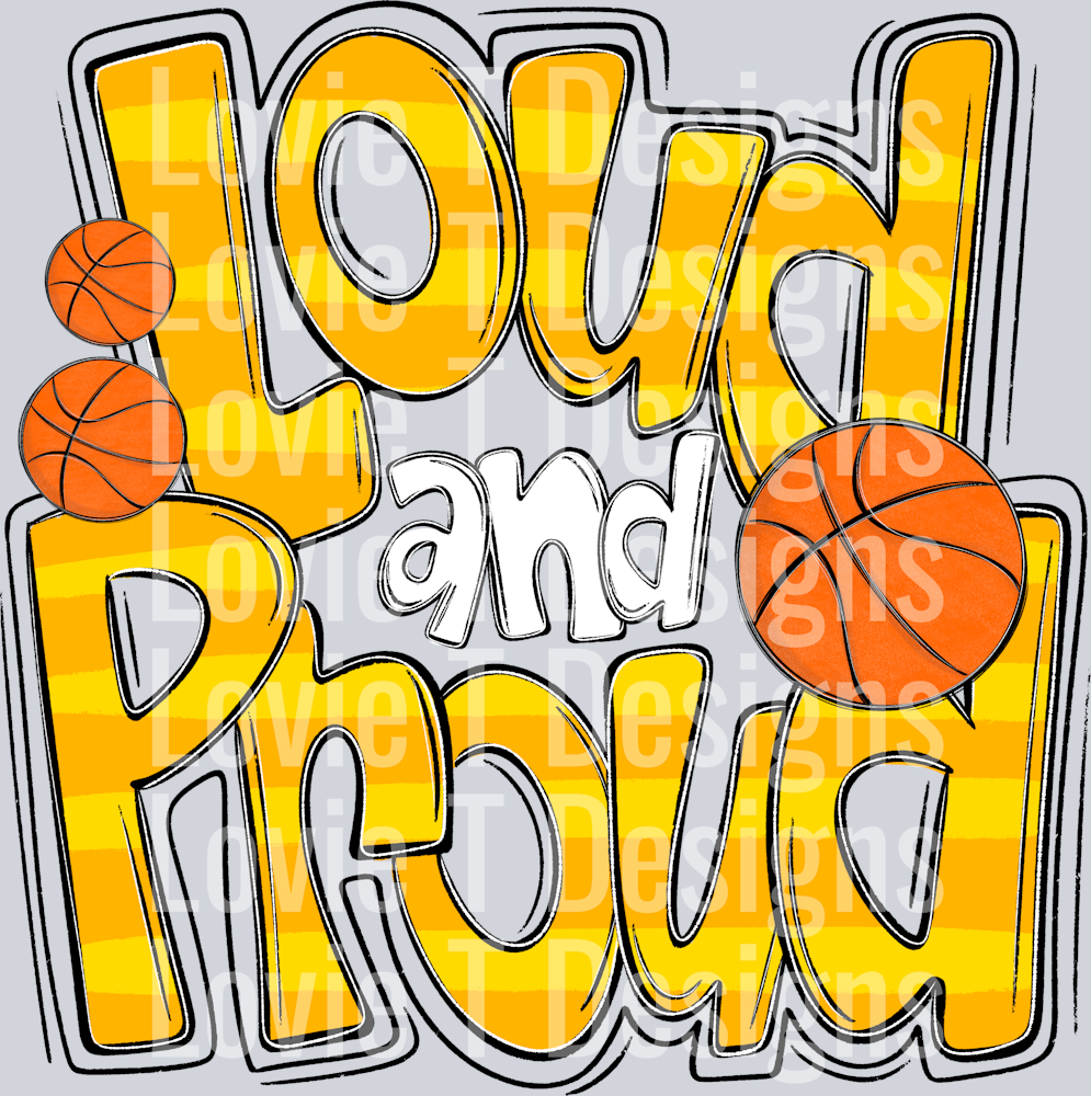 Loud and Proud Doodle Basketball Ath Gold