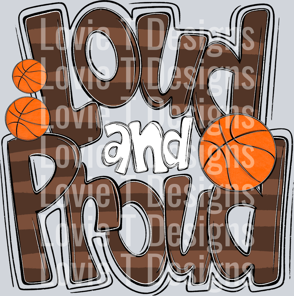 Loud and Proud Doodle Basketball Brown