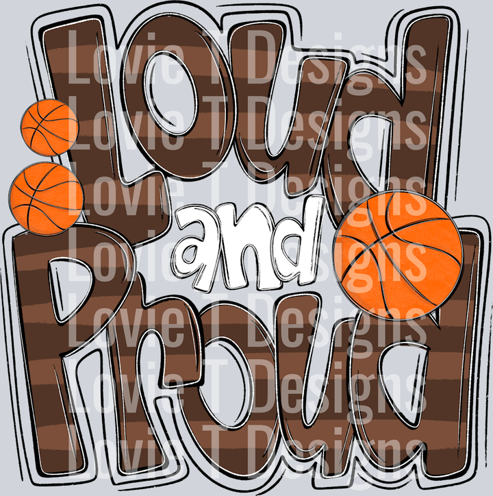 Loud and Proud Doodle Basketball Brown