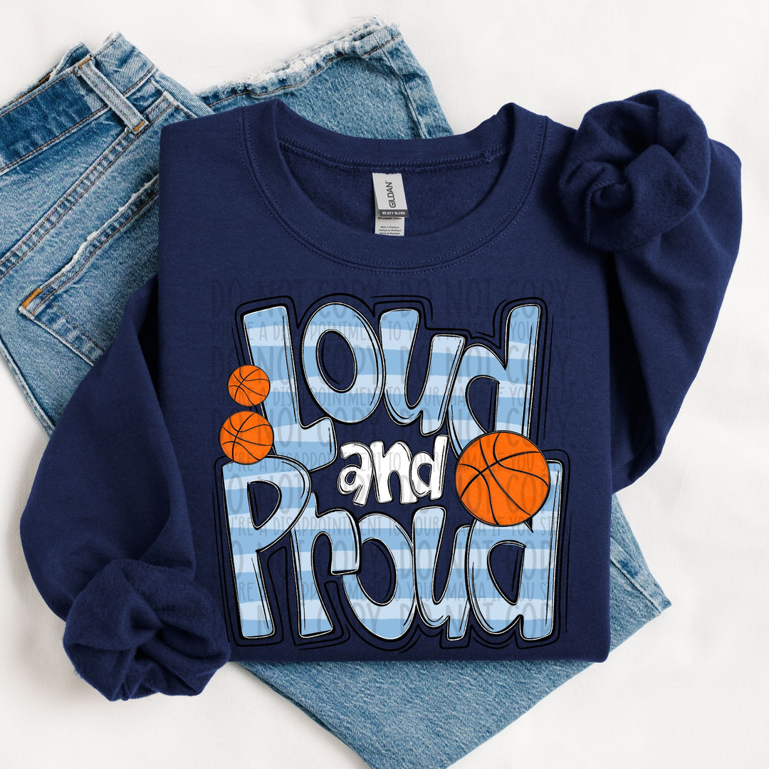 LOUD AND PROUD DOODLE BASKETBALL CAROLINA BLUE