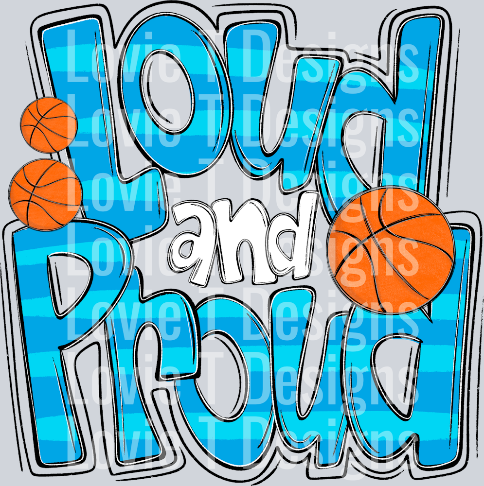 Loud and Proud Doodle Basketball Columbia Blue