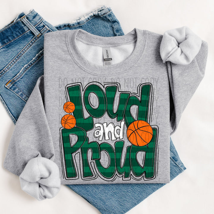 LOUD AND PROUD DOODLE BASKETBALL DK GREEN