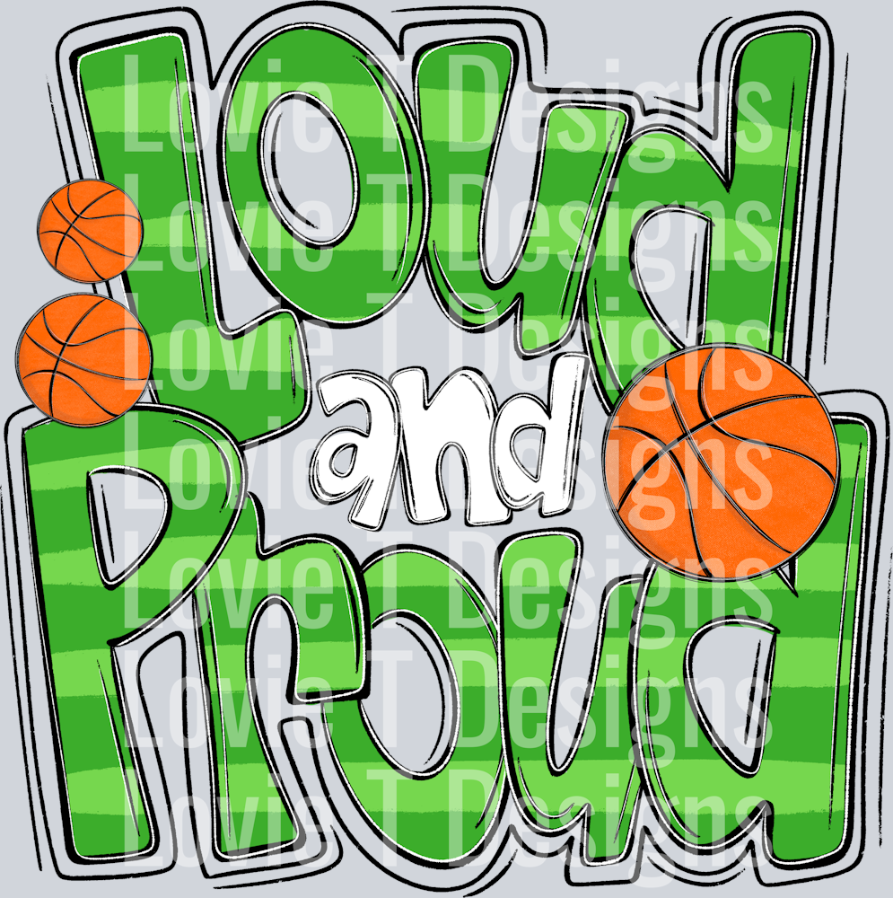 Loud and Proud Doodle Basketball Lime Green