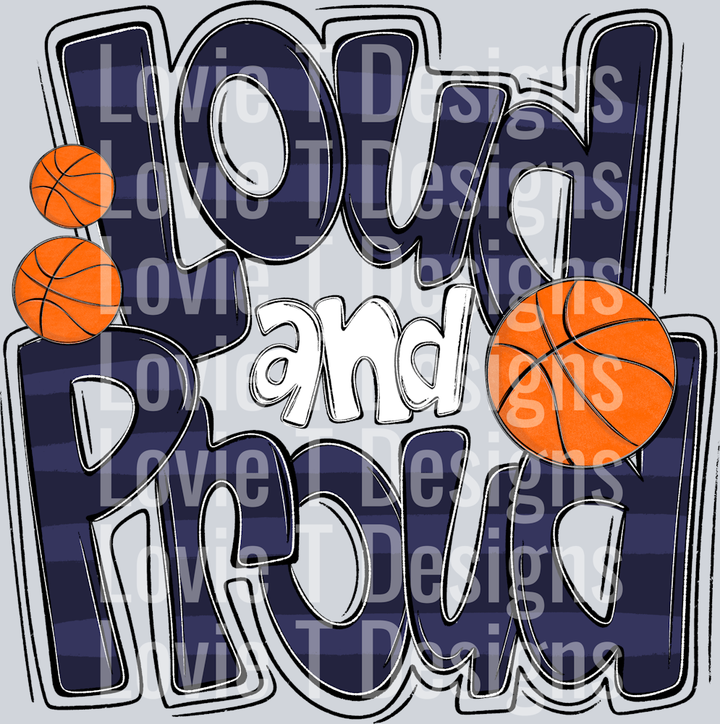 Loud and Proud Doodle Basketball Navy