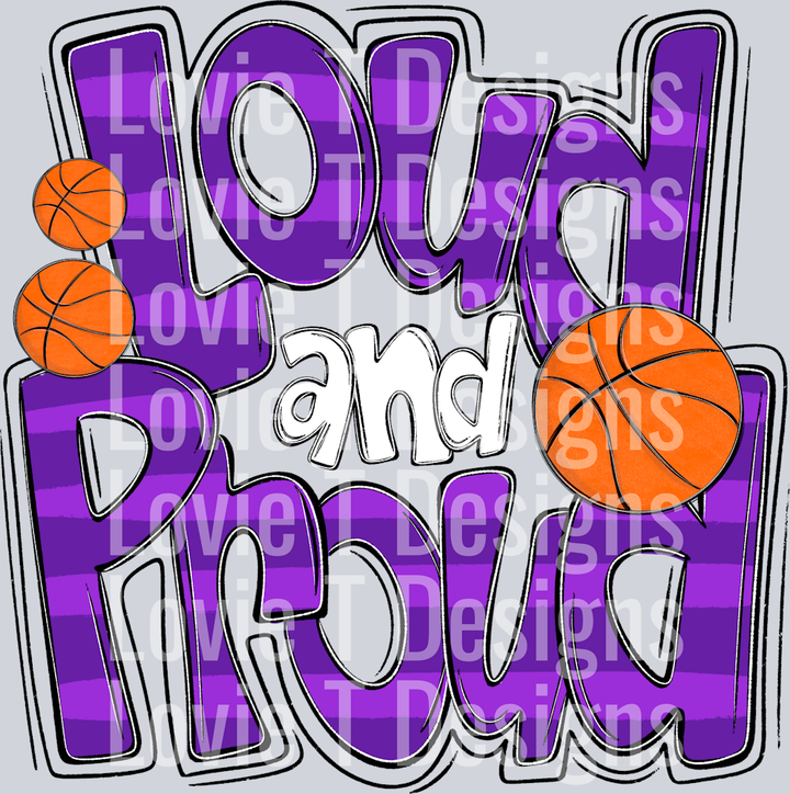Loud and Proud Doodle Basketball Purple