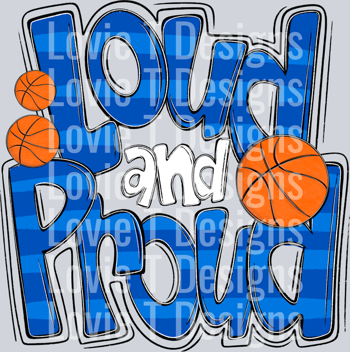 Loud and Proud Doodle Basketball Royal Blue