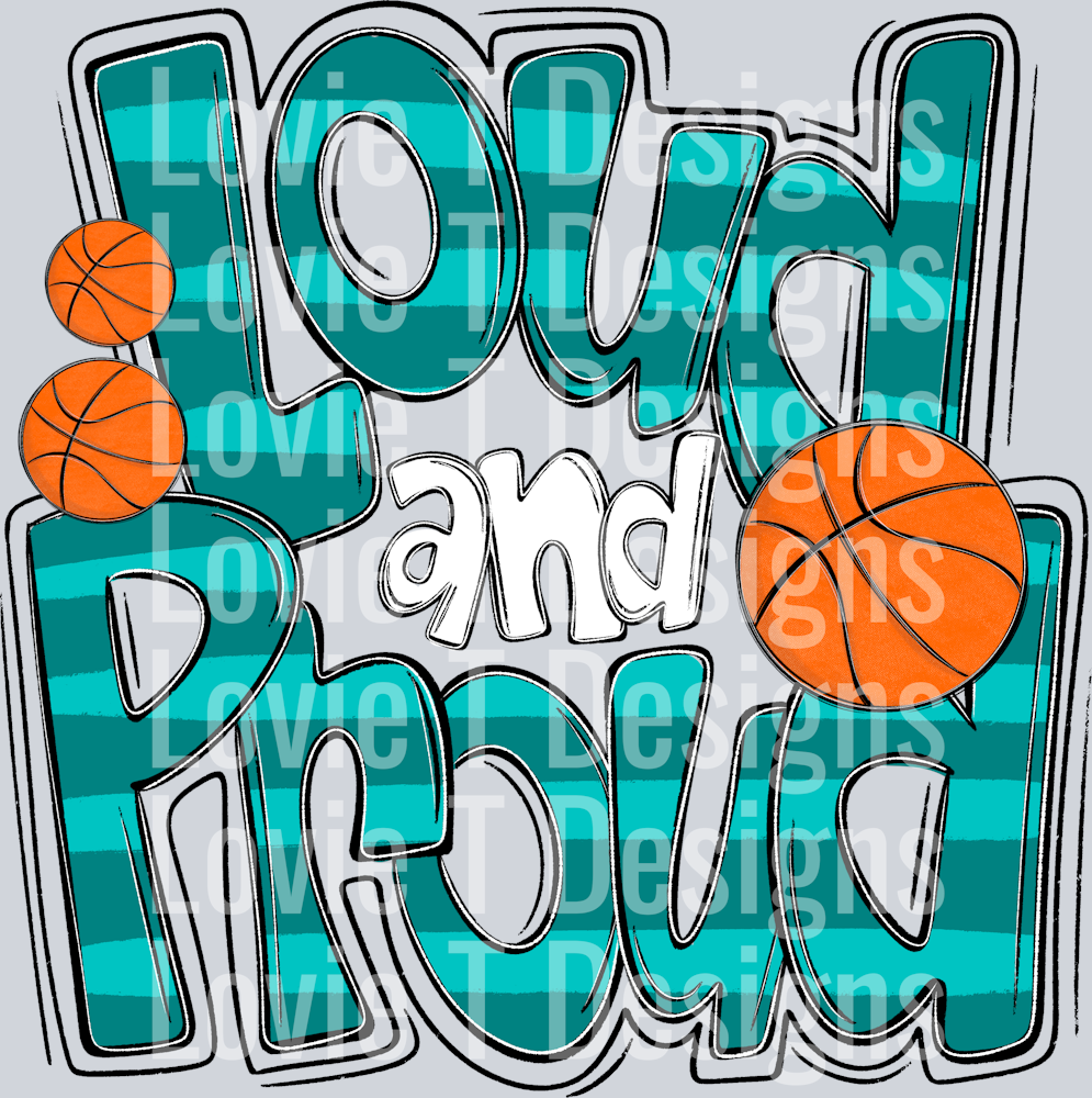 Loud and Proud Doodle Basketball Teal