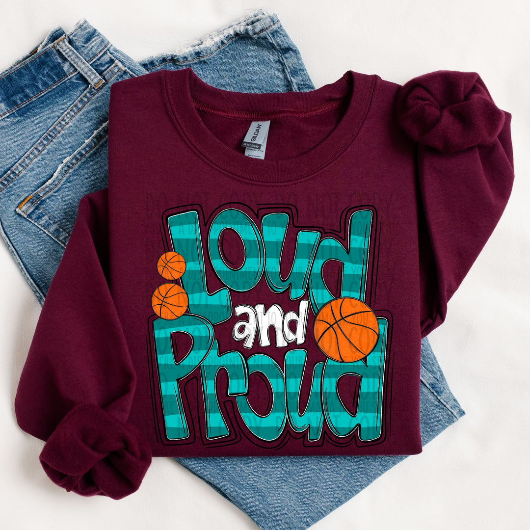 LOUD AND PROUD DOODLE BASKETBALL TEAL