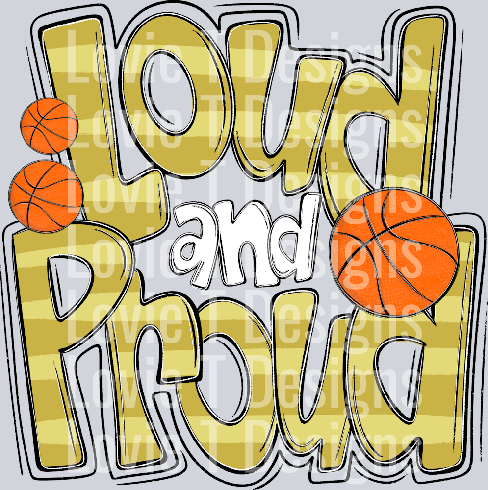 Loud and Proud Doodle Basketball Vegas Gold