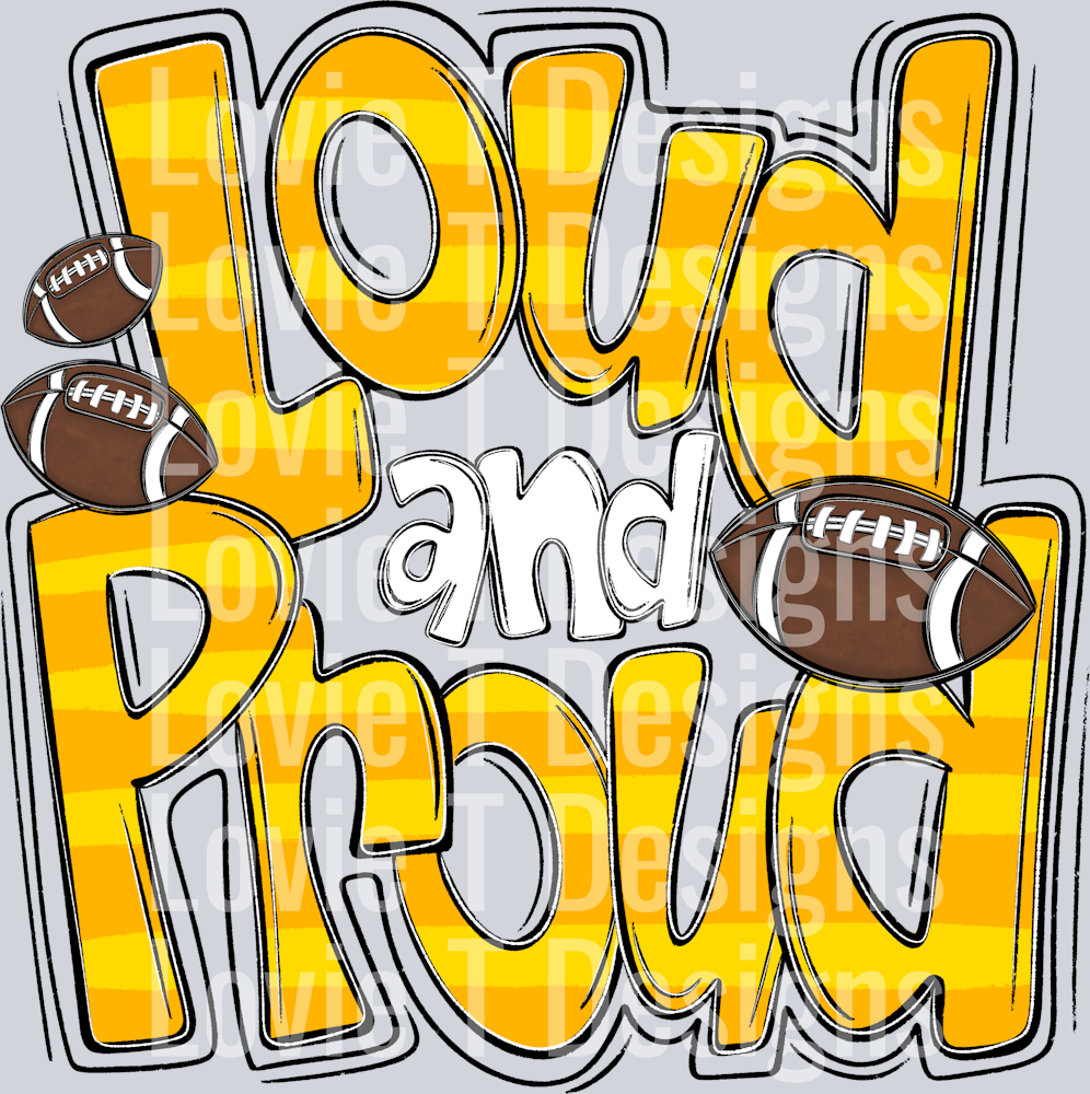 Loud and Proud Doodle Football Ath Gold