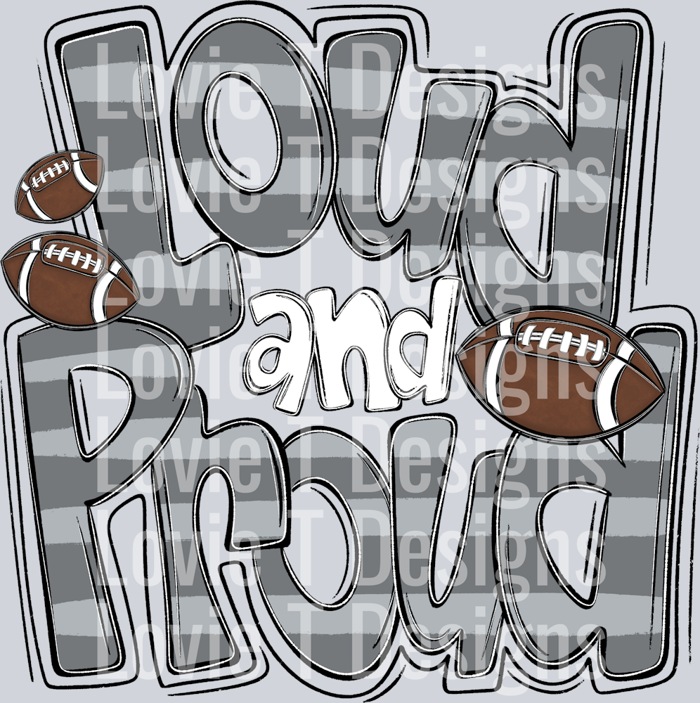 Loud and Proud Doodle Football Dk Gray