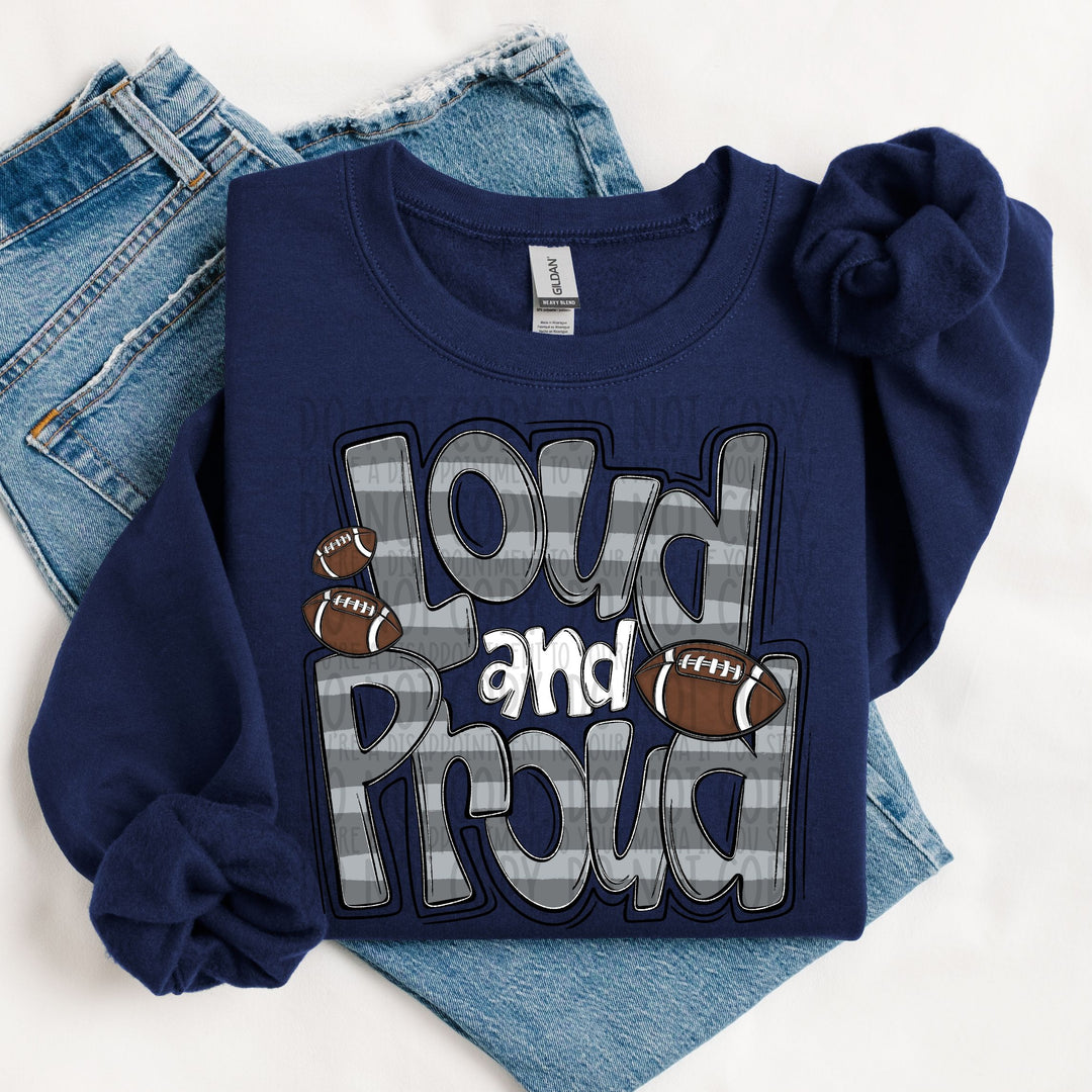 LOUD AND PROUD DOODLE FOOTBALL DK GRAY