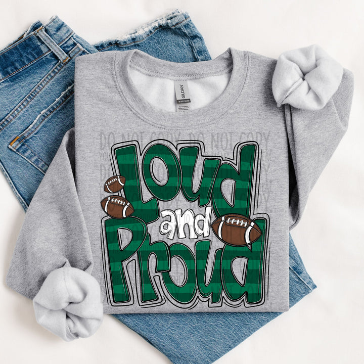 LOUD AND PROUD DOODLE FOOTBALL DK GREEN