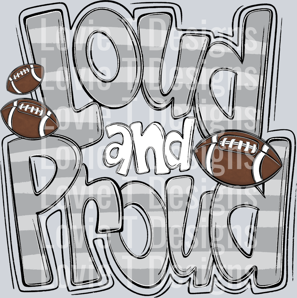 Loud and Proud Doodle Football Light Gray