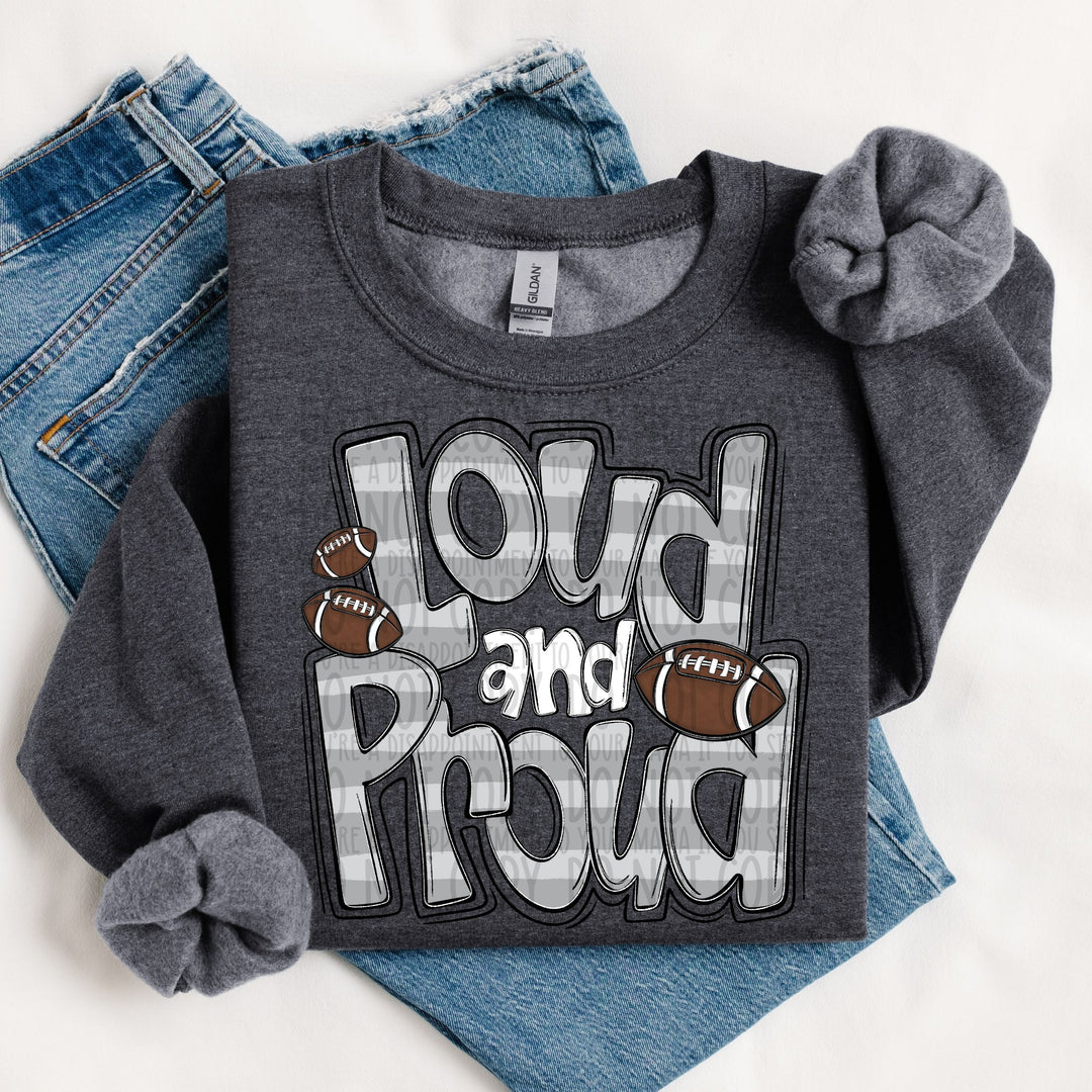 LOUD AND PROUD DOODLE FOOTBALL LIGHT GRAY