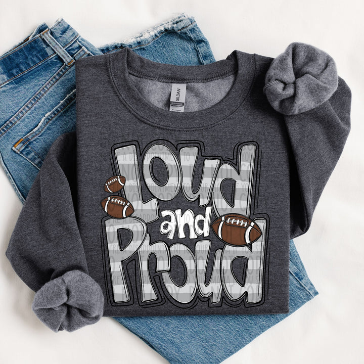 LOUD AND PROUD DOODLE FOOTBALL LIGHT GRAY
